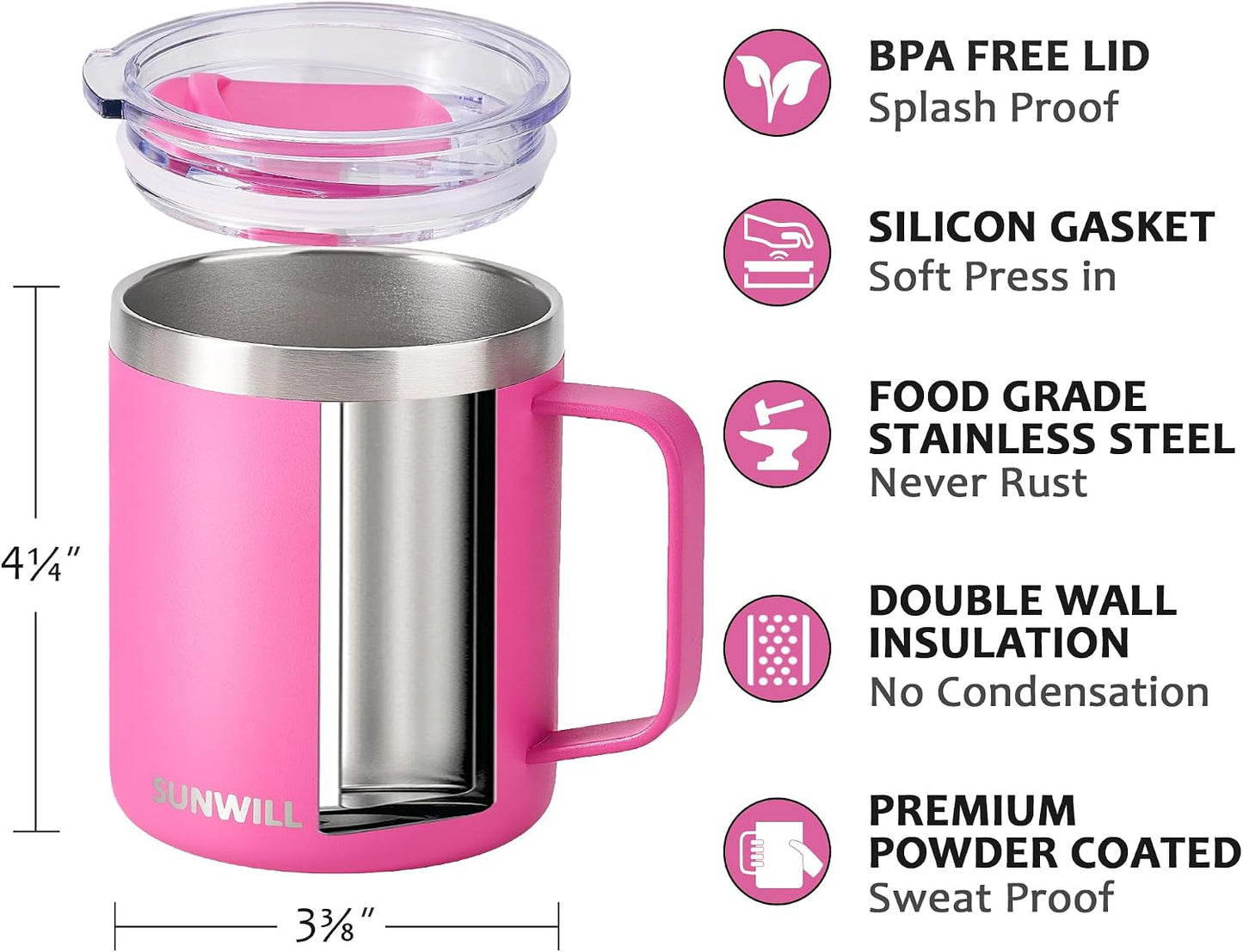 Set 4 Tazas Café Viaje Térmica Acero Inox 14oz