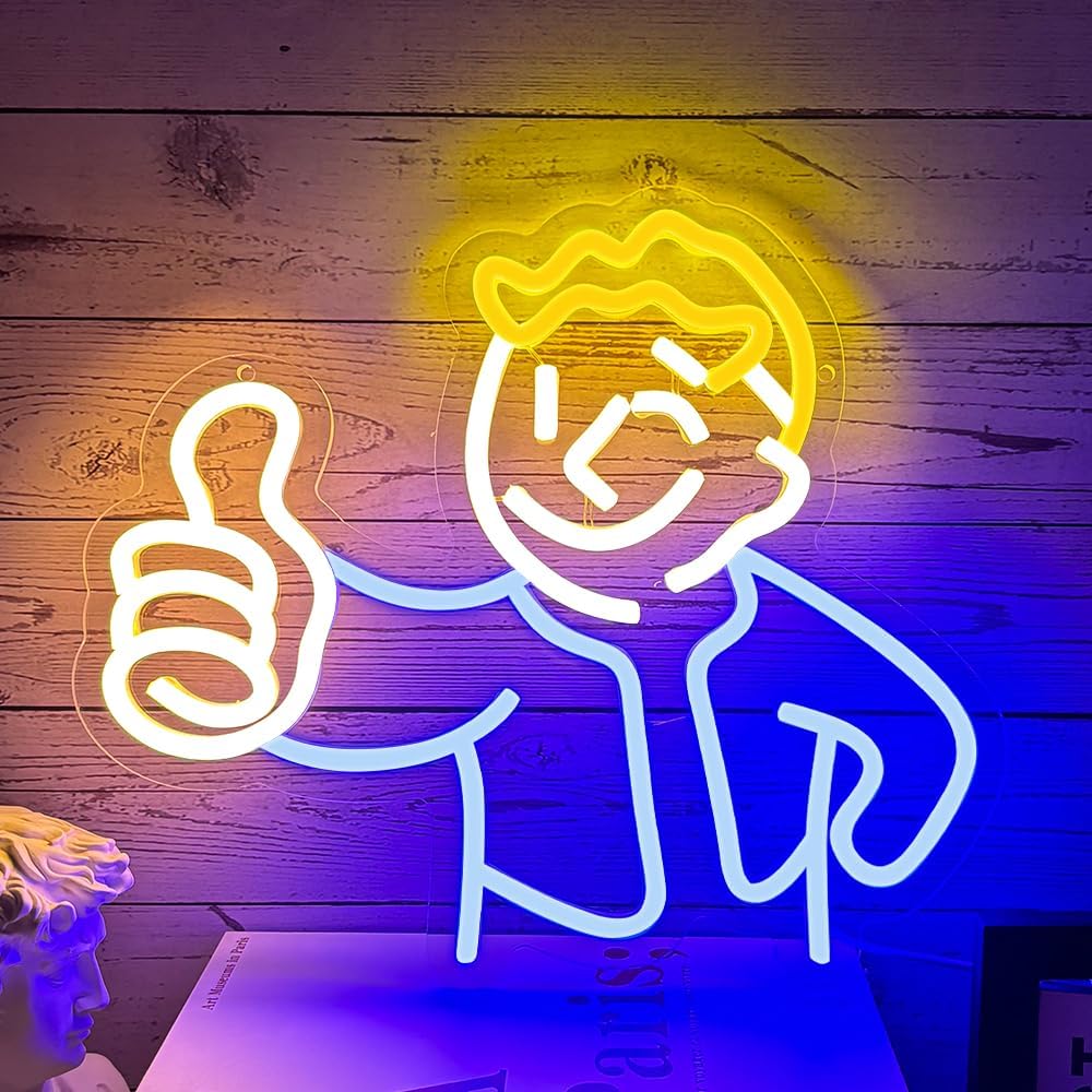 Letrero neón Vault Boy para dormitorio gamer