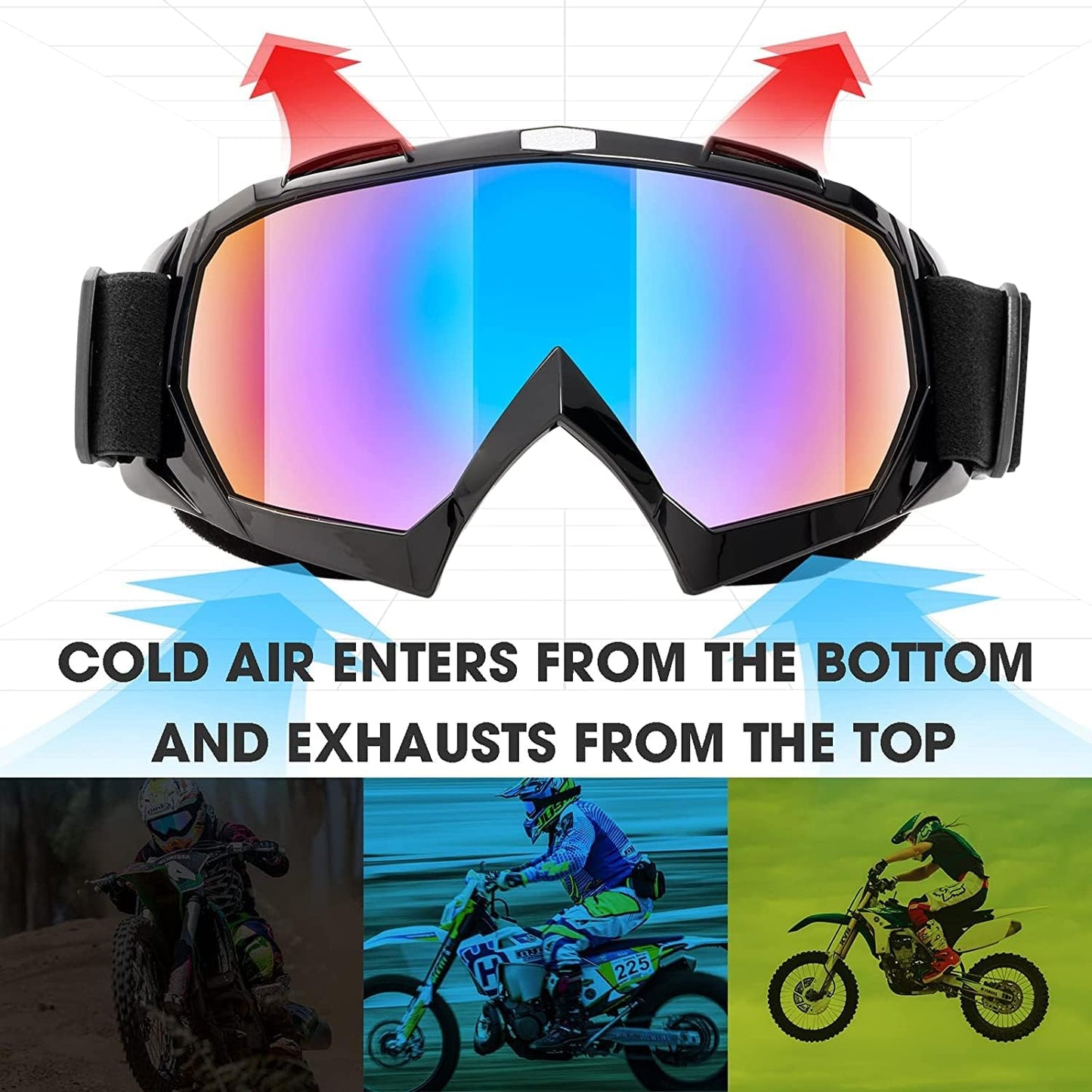 Gafas motocross pack 2 visión amplia para adultos