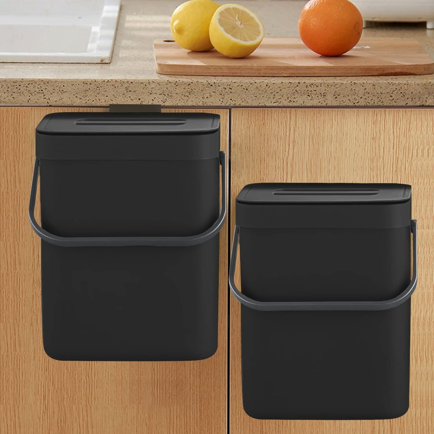 Basurero encimera con tapa colgante para cocina