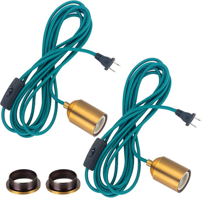 Lámpara colgante enchufe tela cables trenzados soporte porcelana