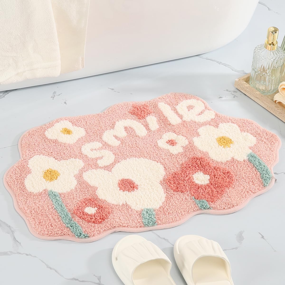 Alfombra baño microfibra antiderrap 18x27pulg rosa