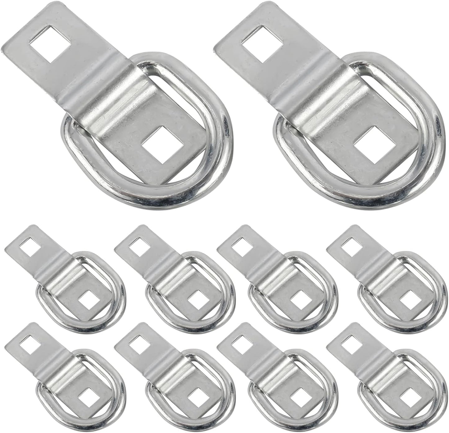 10 Anclajes Amarre D 3/8pulg Acero Resistentes Plateado
