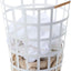 Cesta redonda para ropa sucia 18pulg acero madera 10.5gal