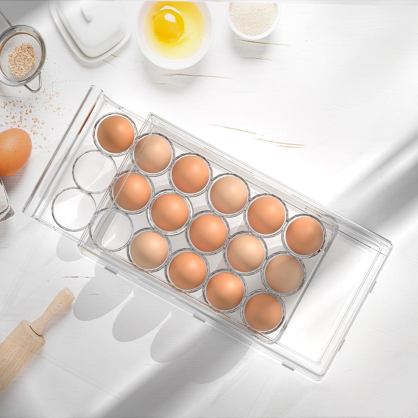 Contenedor huevos apilable sin BPA 18uds transparente