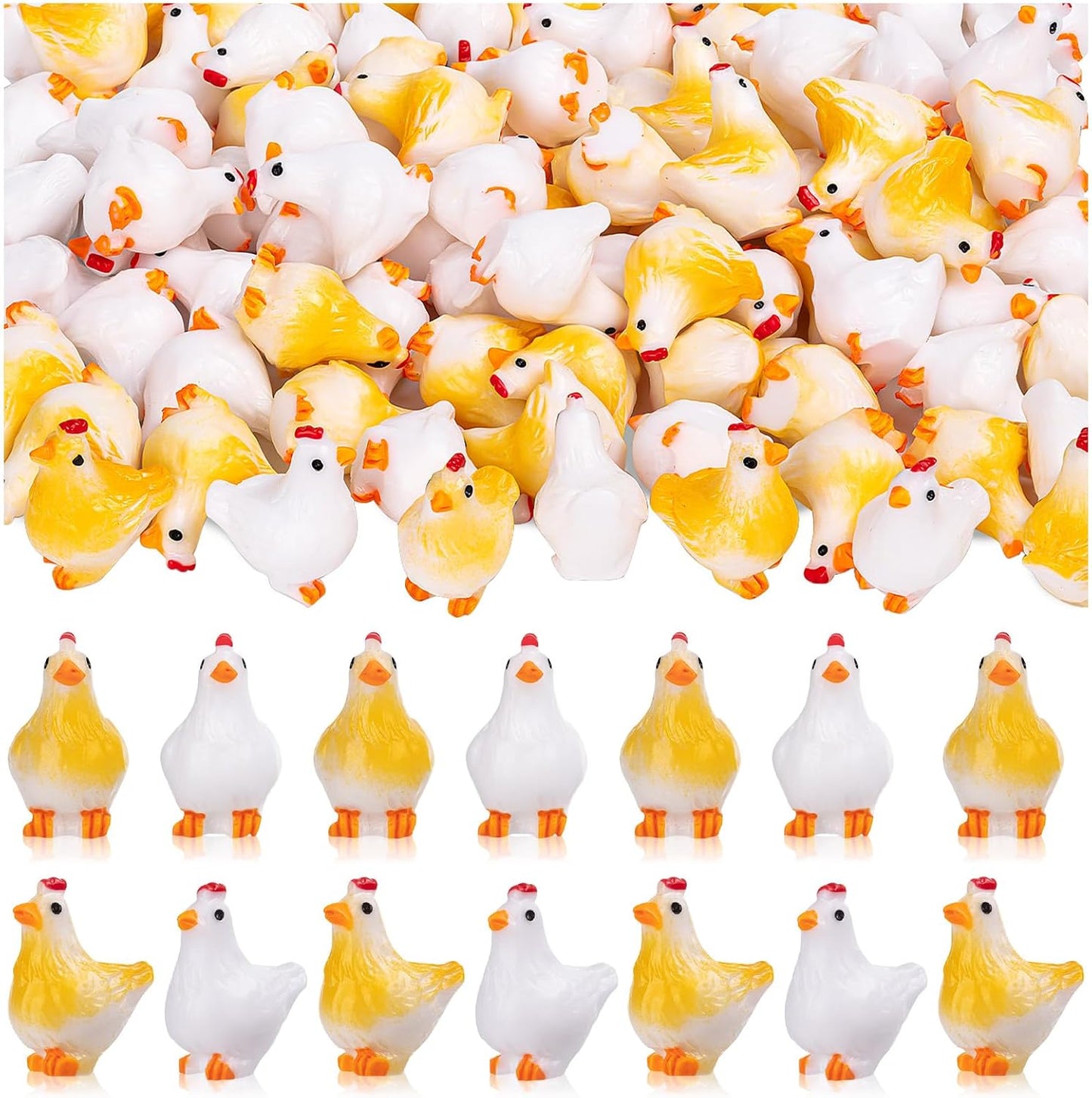 100 Mini Figuras Resina Pollos Animales Jardín Decoración