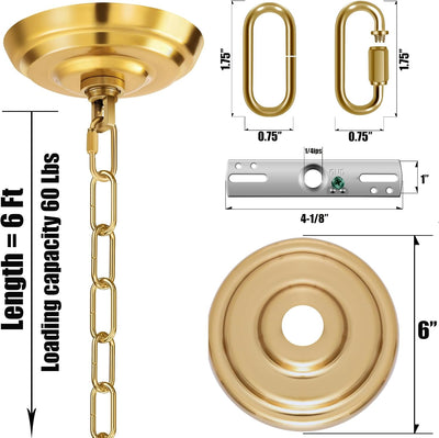 Kit toldo luz 6pulg cadena 6ft para candelabro ventilador techo