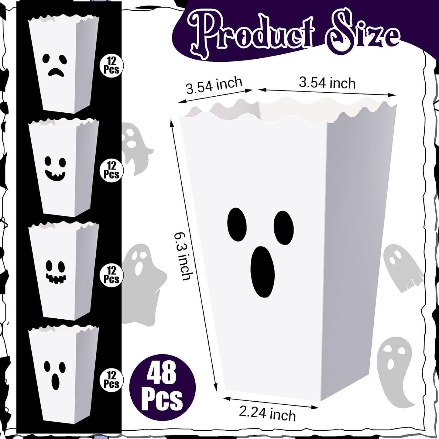 48 Cajas Palomitas Halloween Tema Fantasma Suministros
