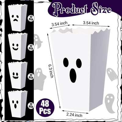 48 Cajas Palomitas Halloween Tema Fantasma Suministros