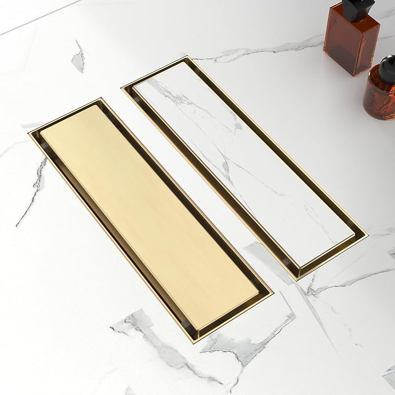 Drenaje ducha lineal acero inox cepillado dorado 12"