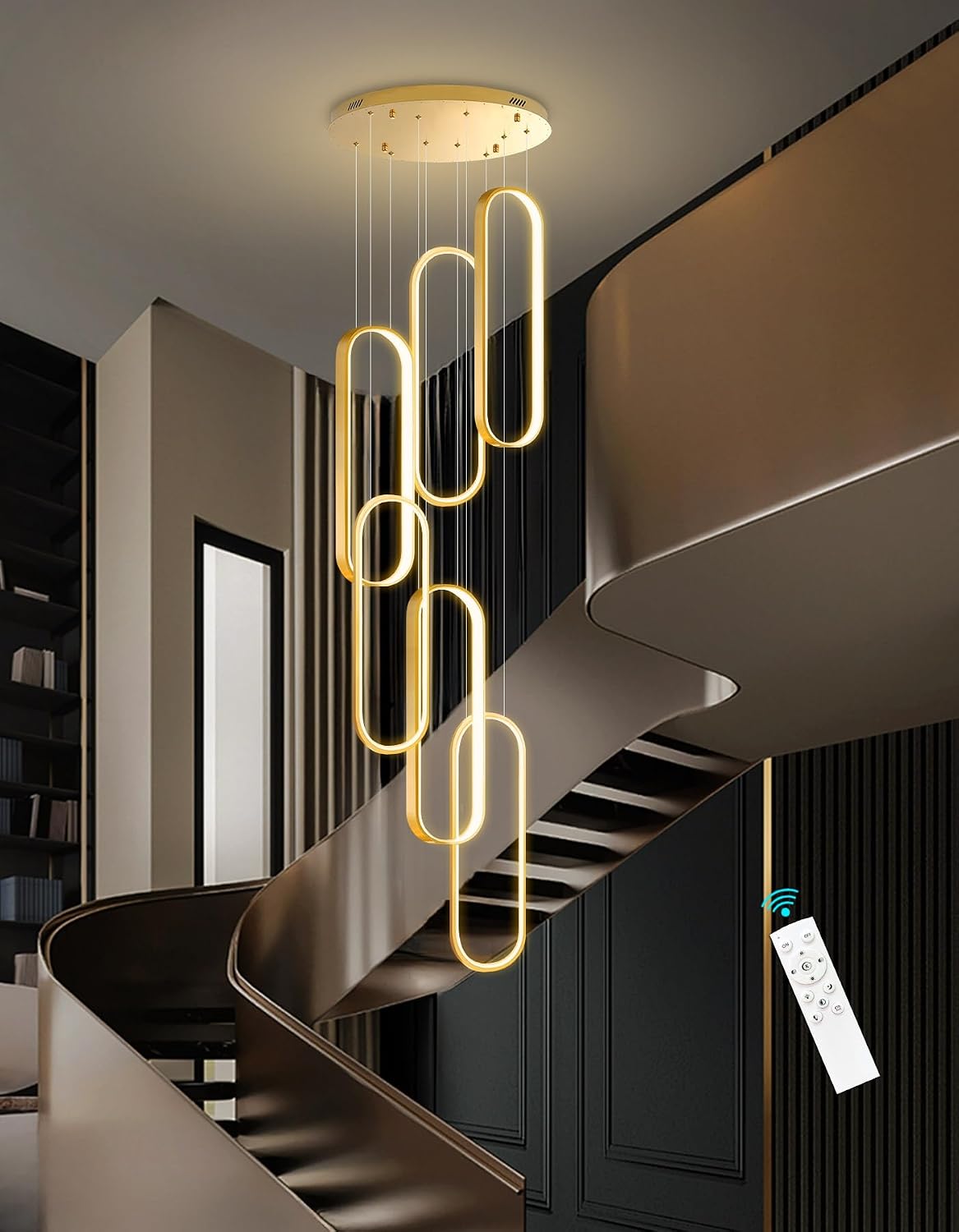 6 Anillos Lámpara Led Regulable Vestíbulo Sala Escaleras Oro