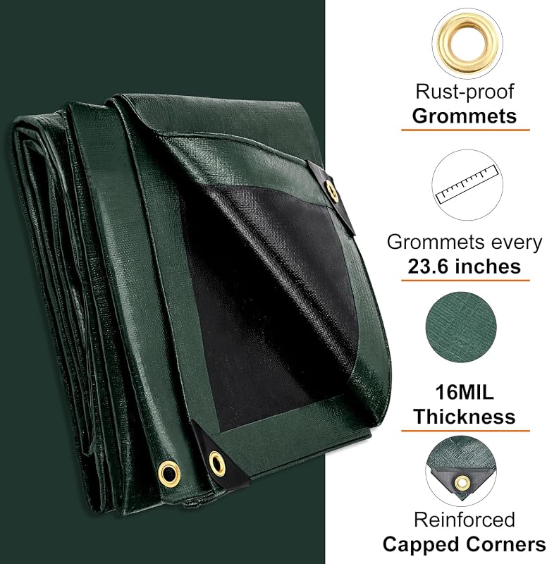 Lona 20x30ft 16mil impermeable resistente UV con ojales
