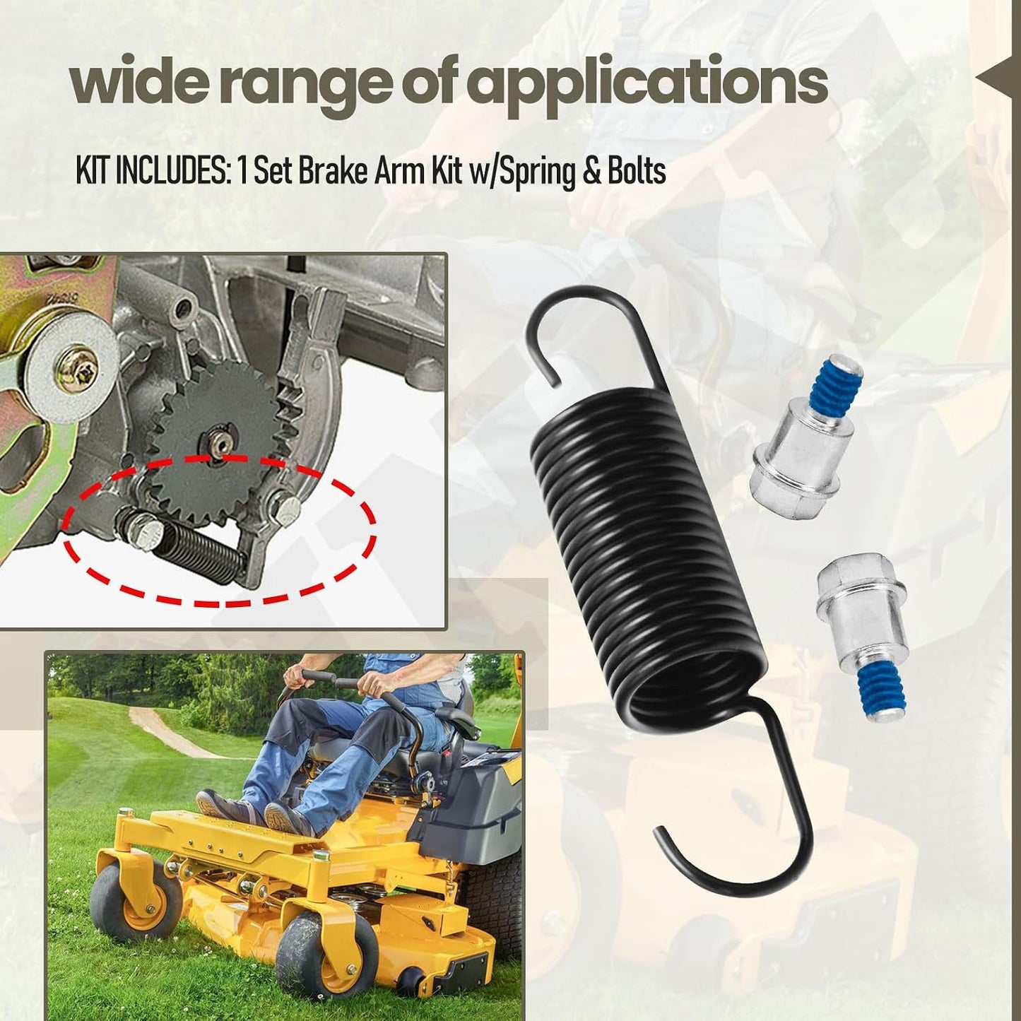 Kit brazo freno resorte pernos Hydro-Gear RZT ZT