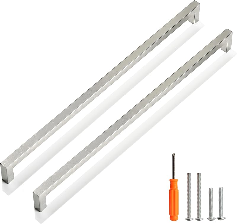 Tiradores níquel cepillado cuadrados 30pz 380mm acero inox