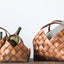 Cesta almacenamiento tejida marrón asas cuero set 3