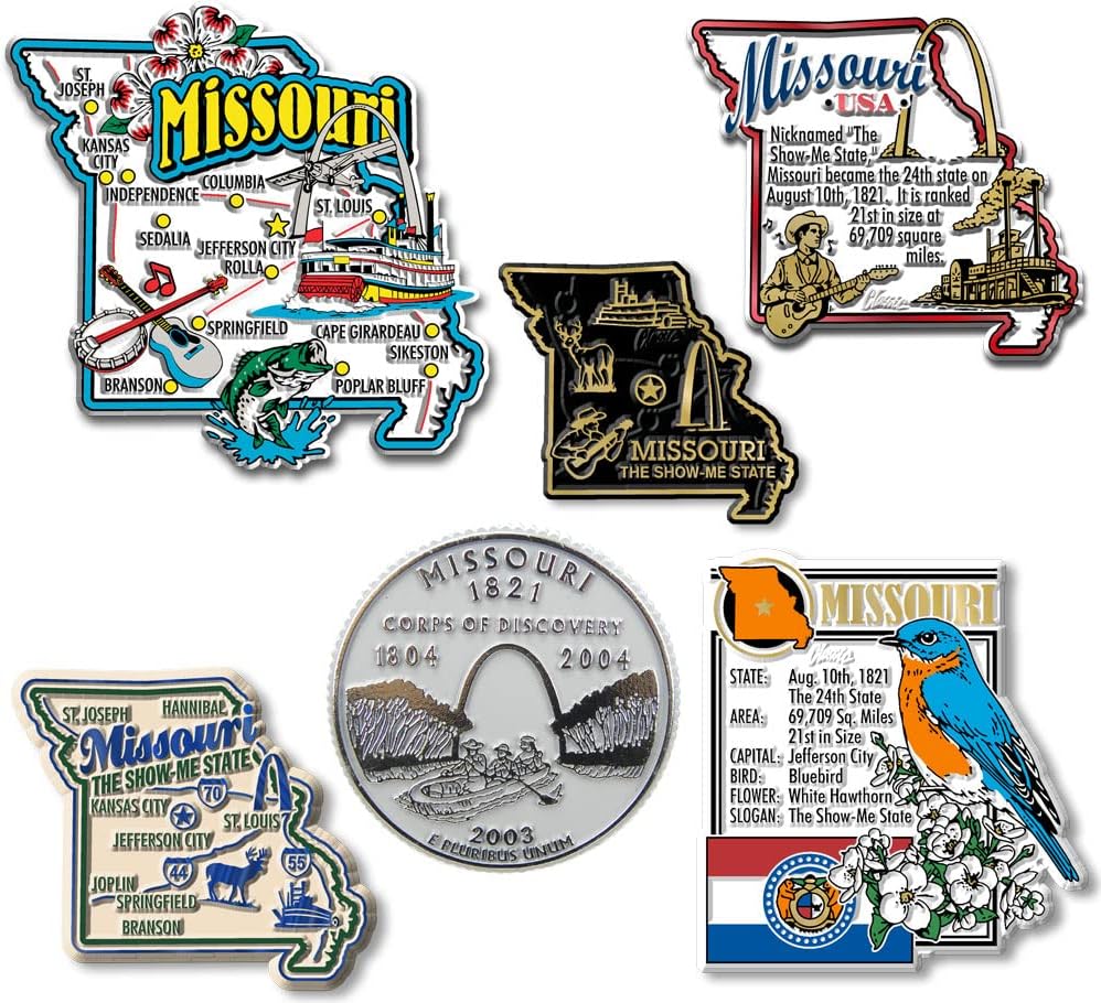 Juego 6 imanes Missouri 3D vintage coleccionables