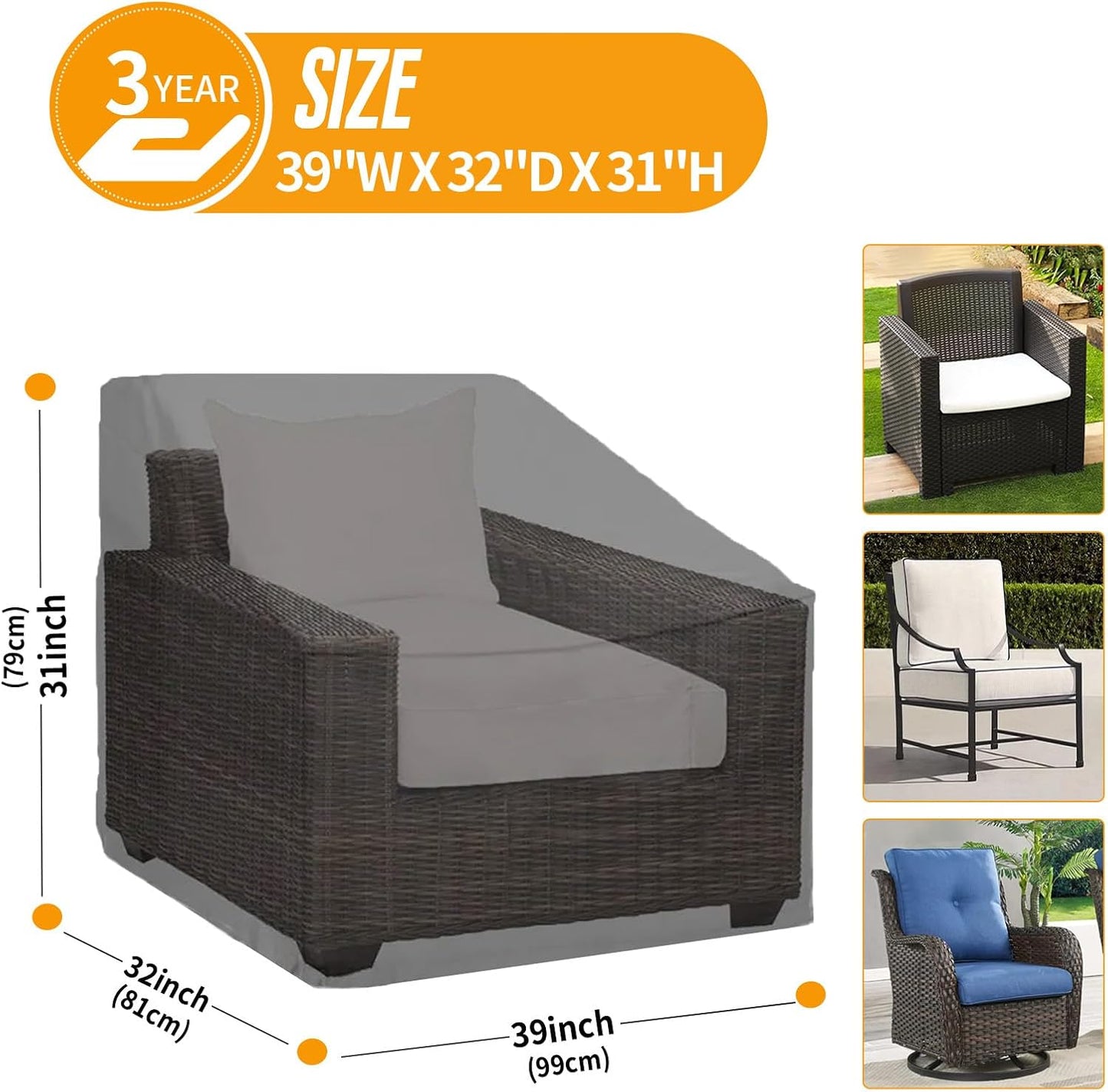 Fundas impermeables sillas patio 2 pzas 39x32