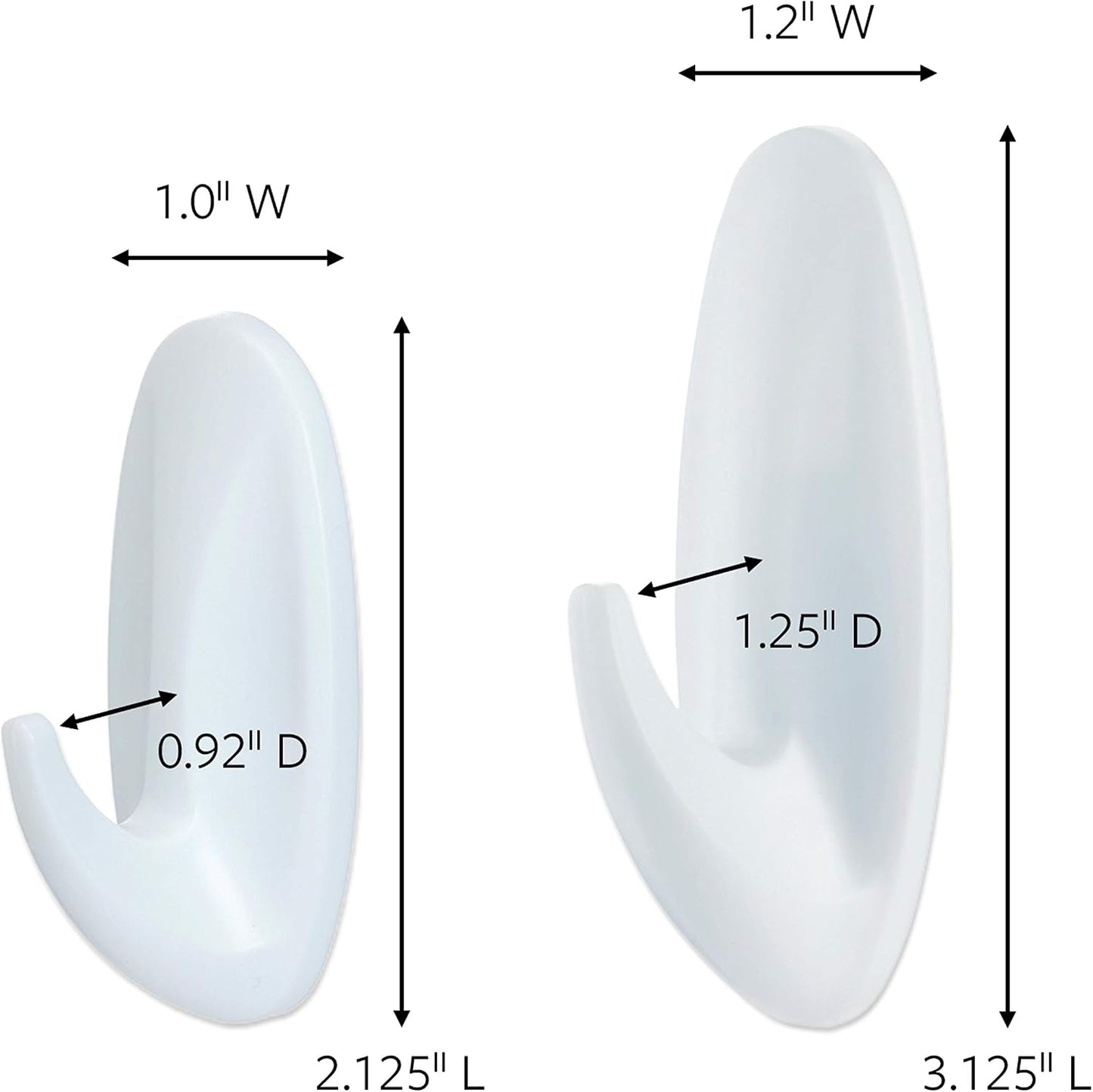 Pack ganchos diseño blanco 2 pequeños 2 medianos 4 tiras