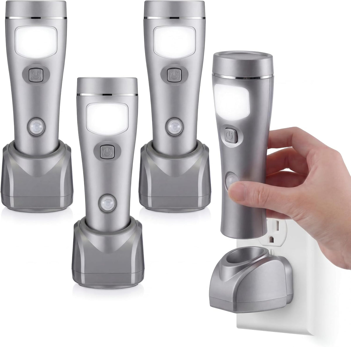 3 Luces LED Emergencia Recargables 4en1 Sensor Movimiento Hogar