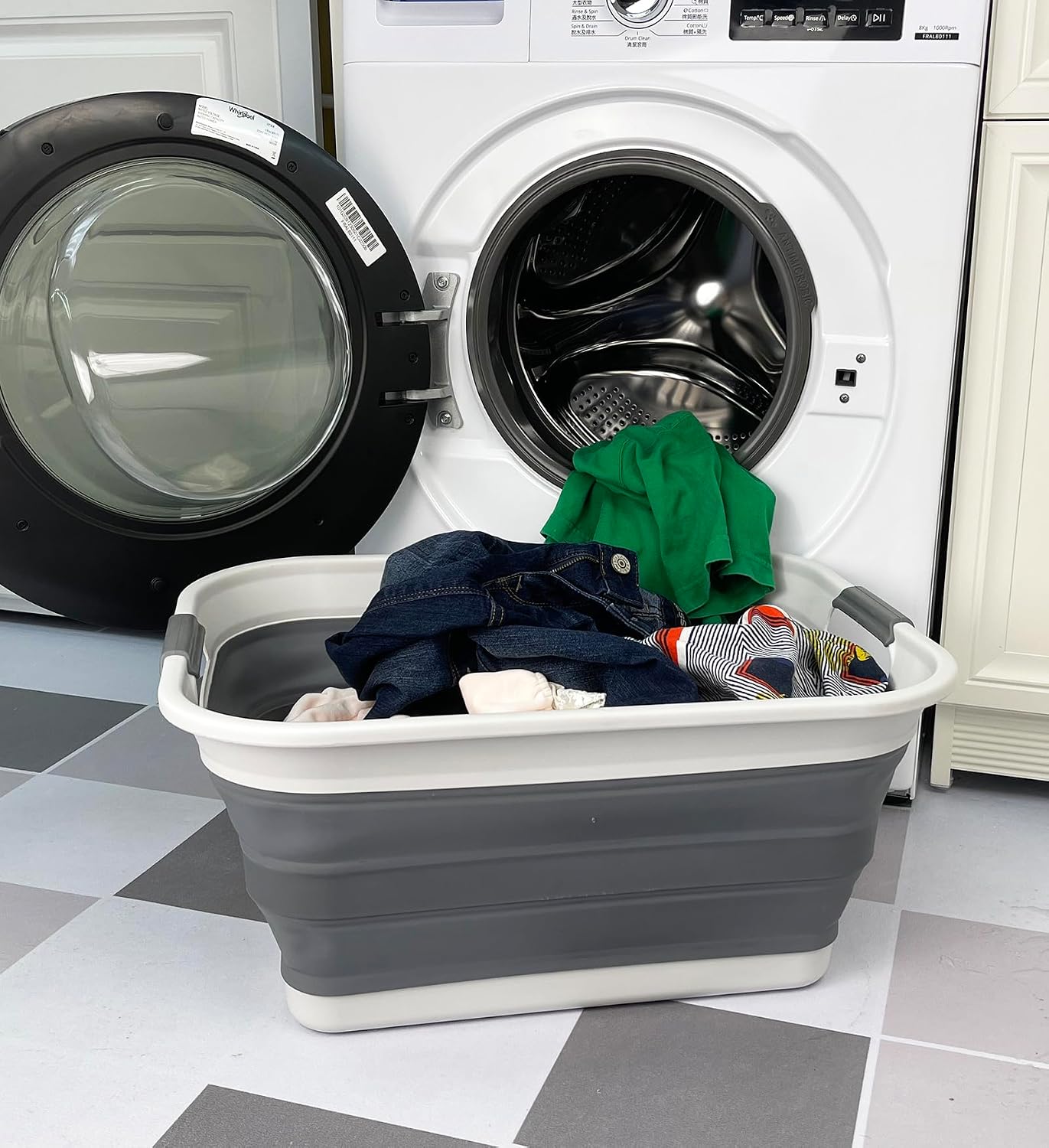 Cesta lavandería plástico plegable 42L gris