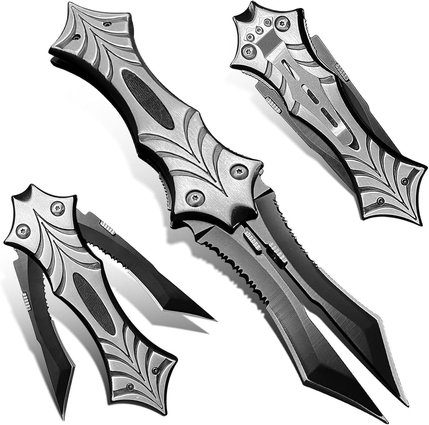 Cuchillo plegable doble hoja 8.7" EDC supervivencia