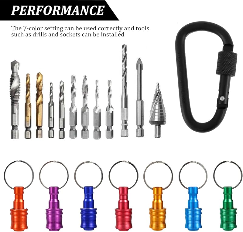 21 Llaveros Hex 1/4pulg Aluminio Mosquetón