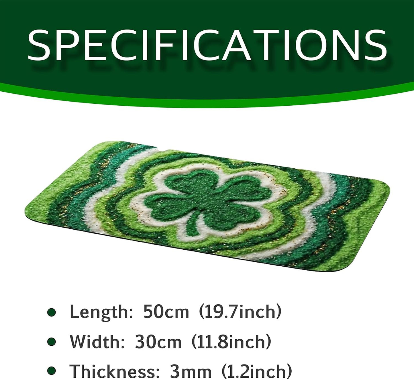 Tapete secar platos San Patricio 12x20" trébol verde antideslizante