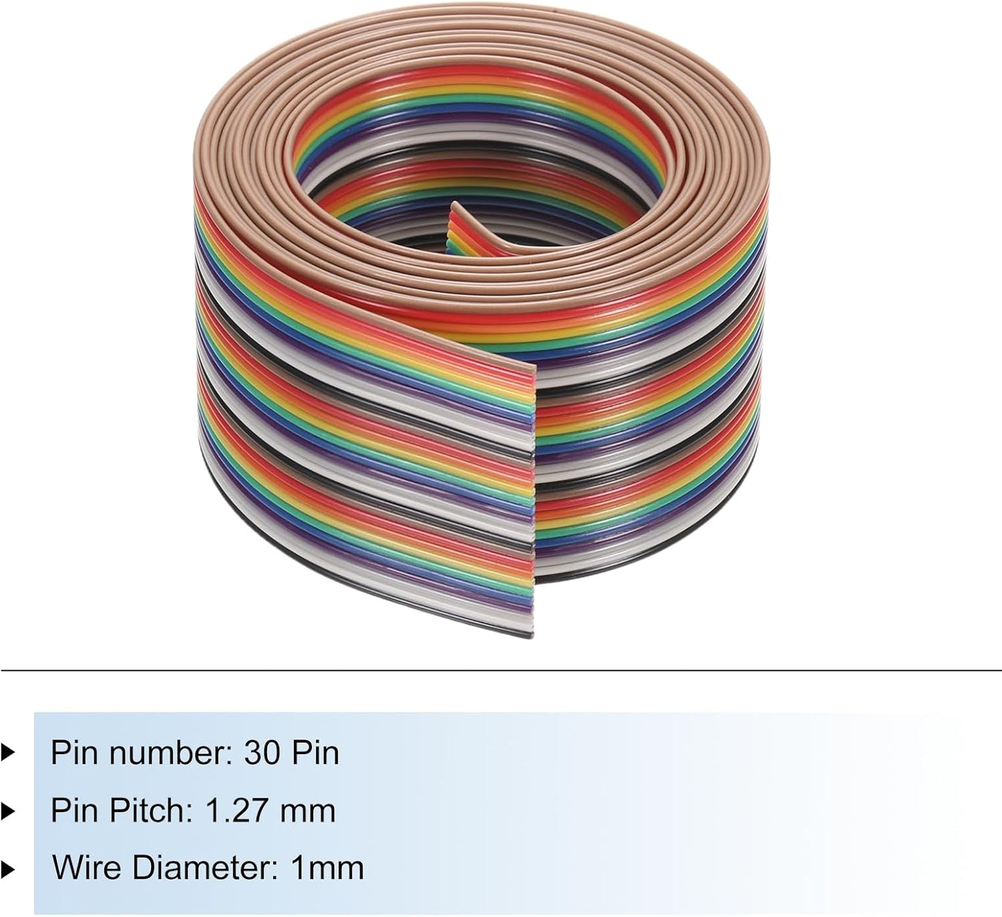 Cable cinta arco iris 30 pines 6.6ft 0.050pulg para electrónica
