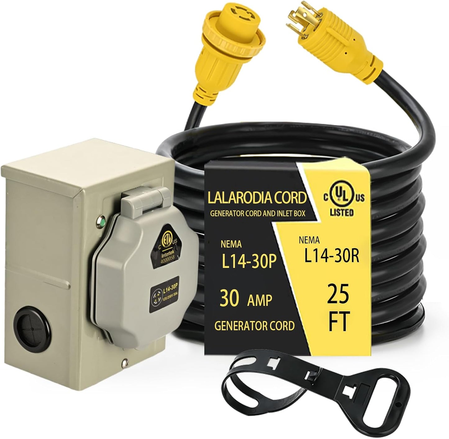 Cable generador 30A 4 clavijas caja entrada impermeable