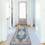 Alfombra bohemia pasillo 2x6ft antiderrap lavable azul
