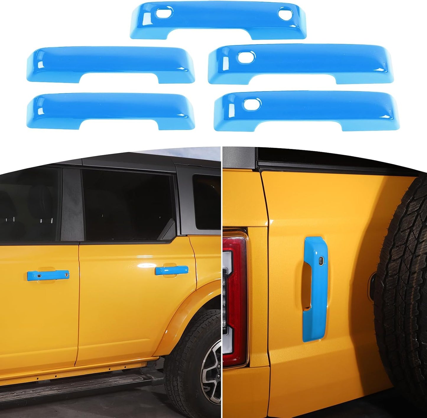 Cubiertas manija puerta Ford Bronco 21 azul claro 5 pzas