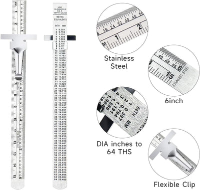 Regla acero inox 6pulg clips desmontables 12pzas carpintería