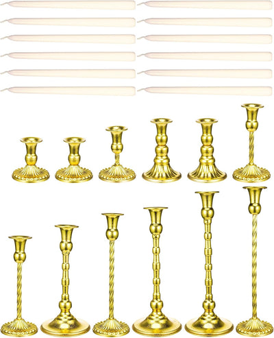 Set 12 portavelas latón dorado candelabro