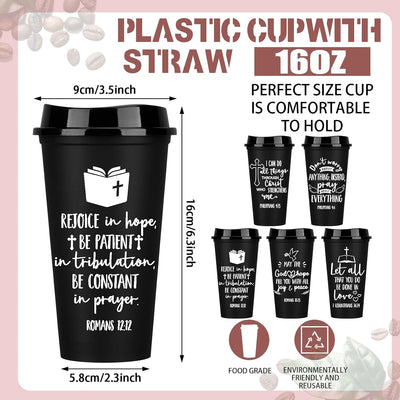 15 Vases Cristianos 16oz con Tapas Negro
