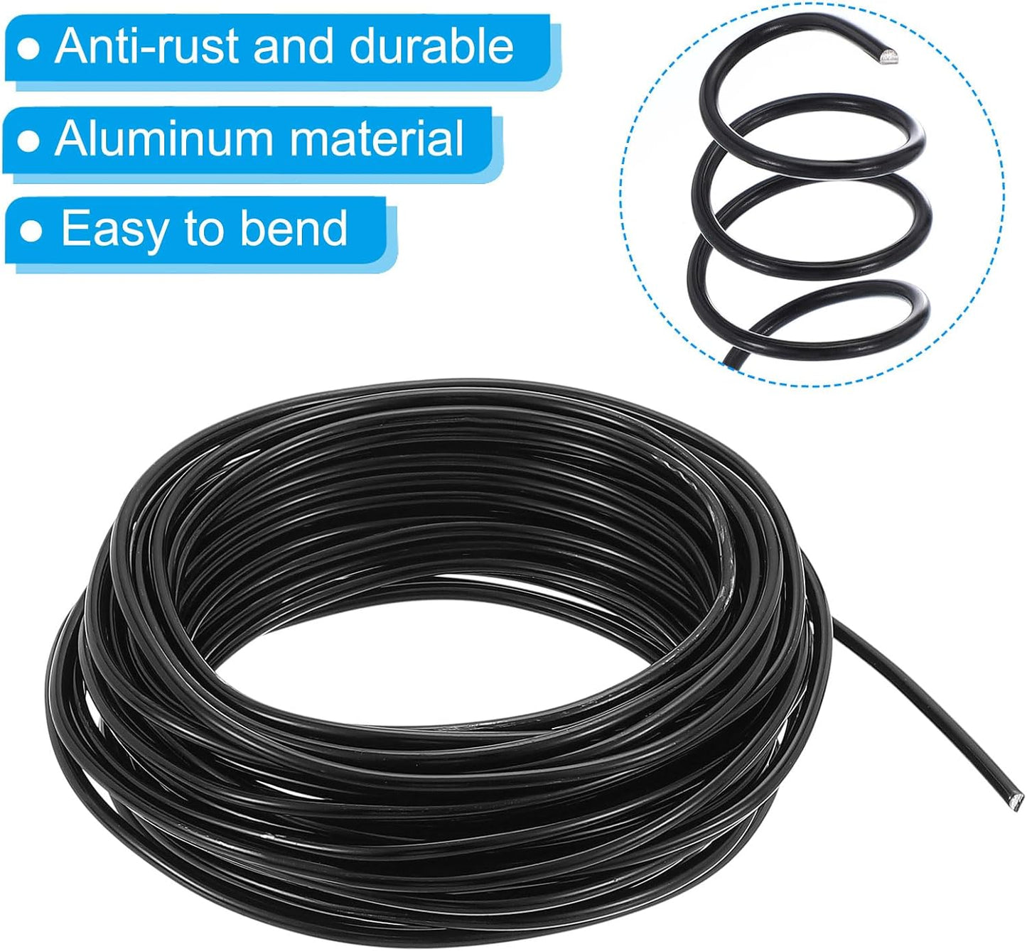 Alambre anodizado aluminio para bonsái 32.8ft color negro
