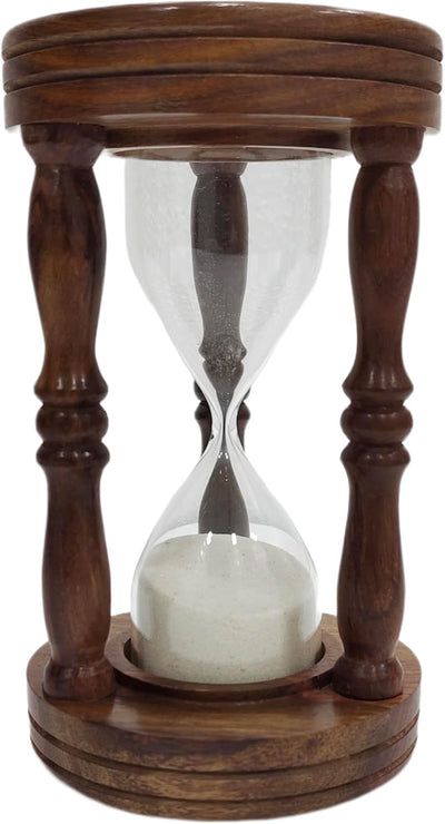 Reloj arena vidrio madera vintage 5 minutos decoración estante
