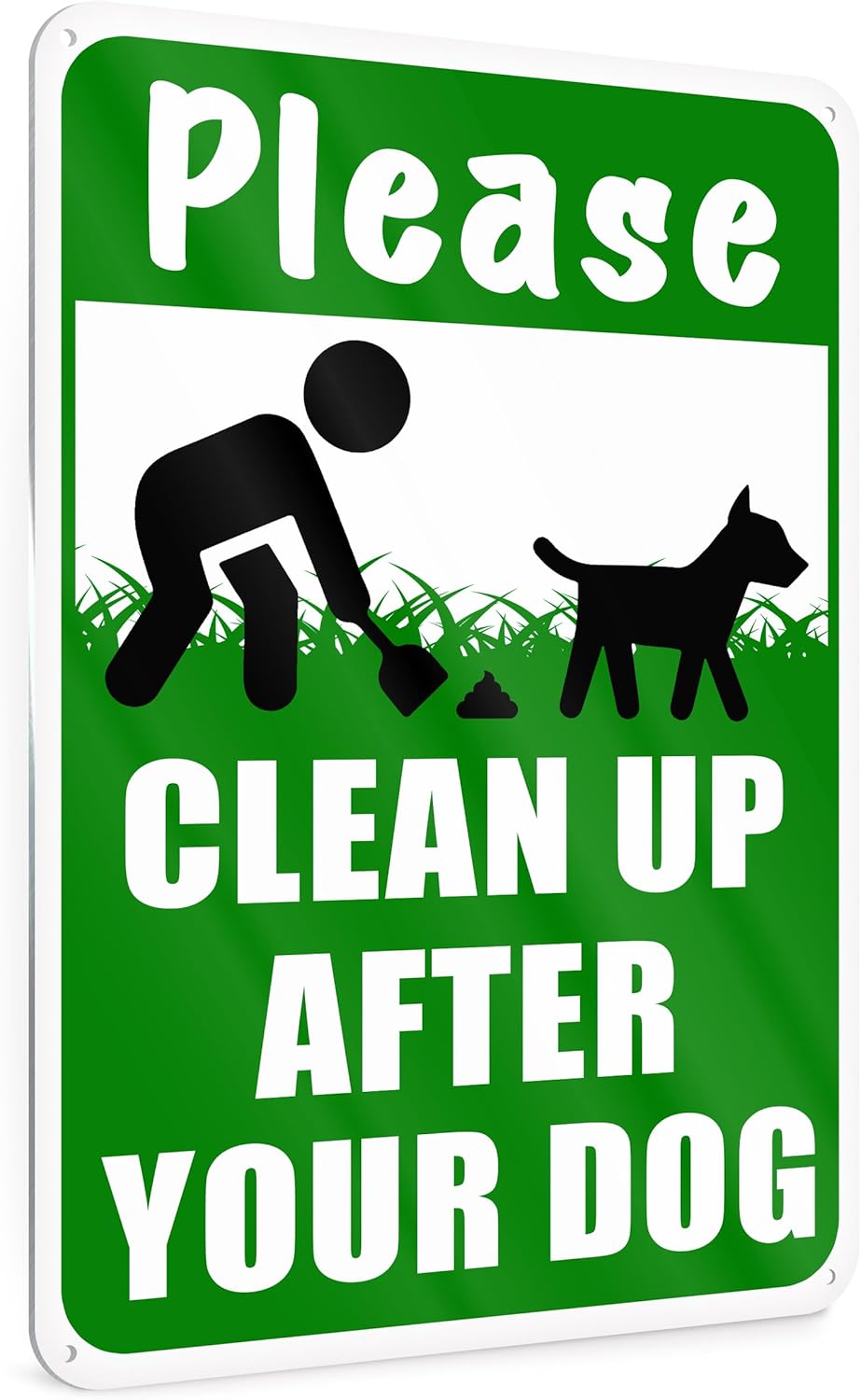 Letrero aluminio 12x8pulg texto 'clean up after your dog'