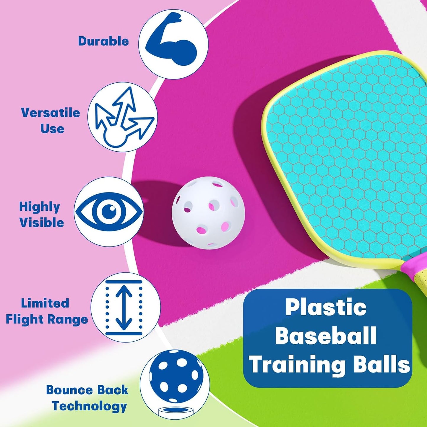 Pelotas béisbol práctica suaves plástico 2.8"
