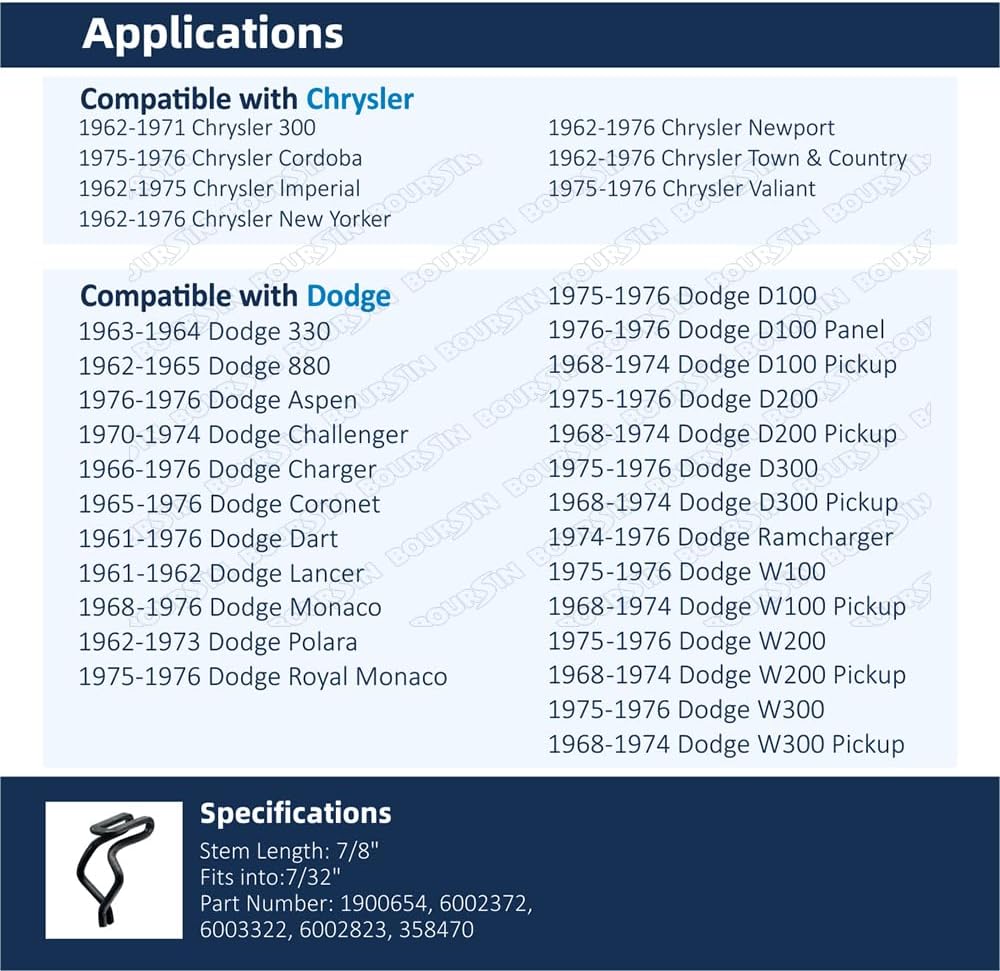 60 Clips Retenedores Panel Chrysler Ford Dodge Plymouth