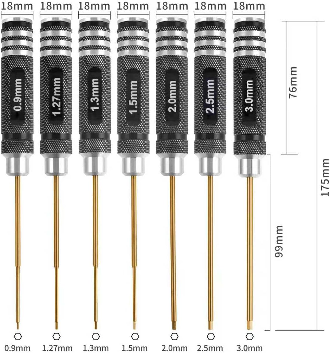 Set 7 destornilladores hex titanio para RC dron helicóptero