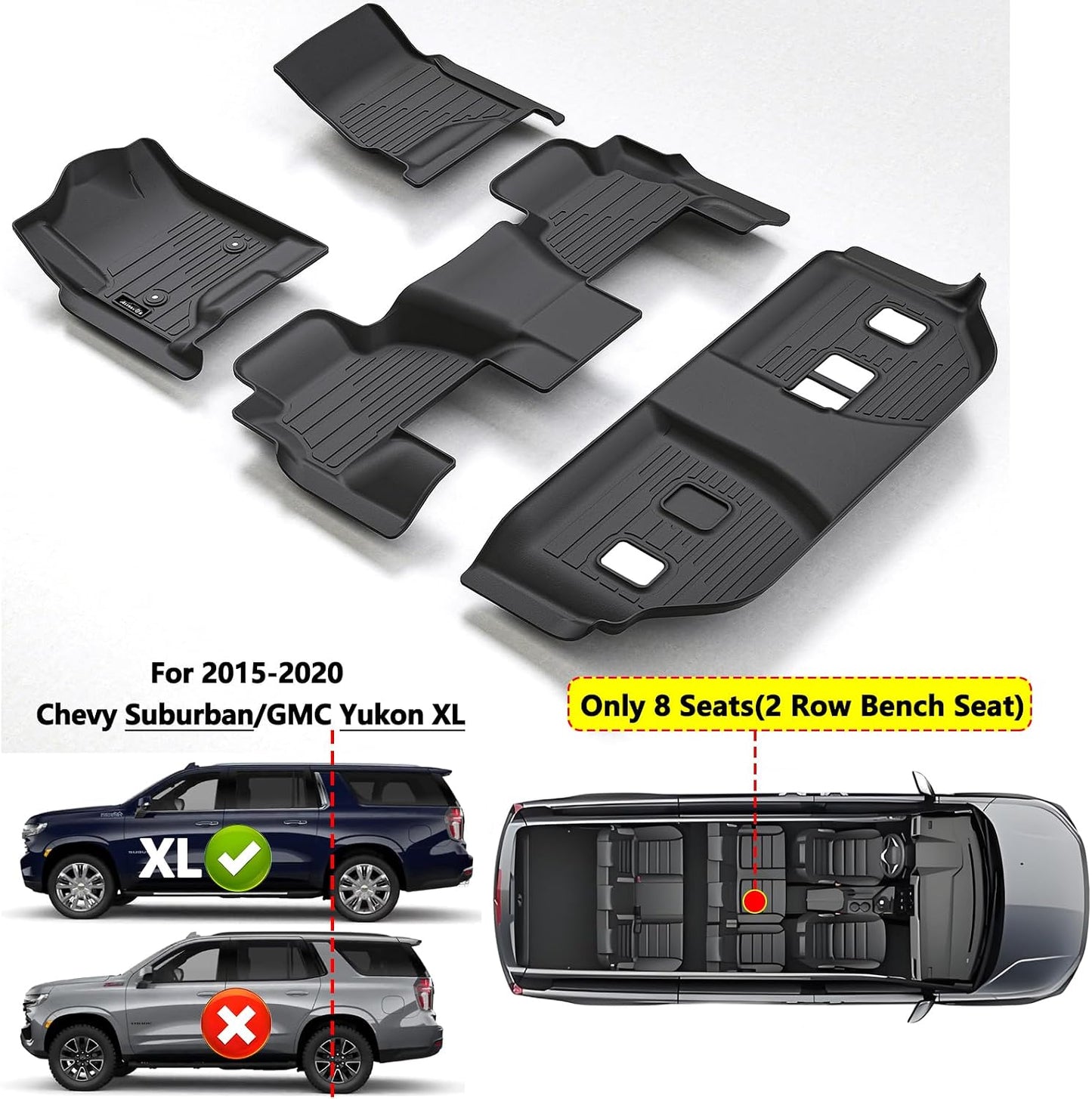 Alfombrillas piso Chevy Suburban/GMC Yukon XL-8 2015+