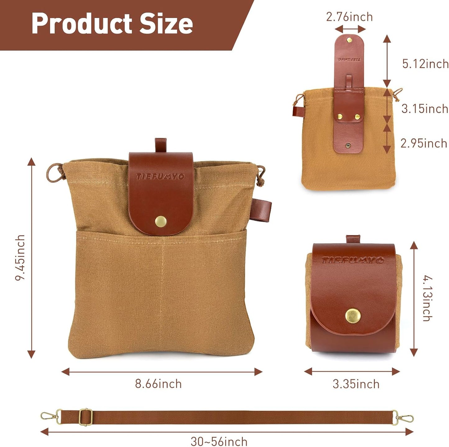 Bolsa forrajeo lona encerada resistente plegable marrón
