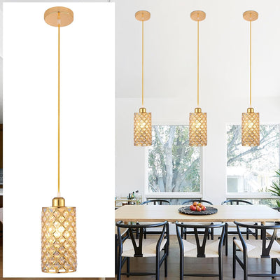 Lámpara colgante cristal dorada ajustable E26 1 luz