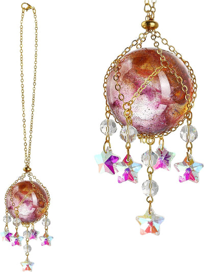 Atrapasoles cristal rosa púrpura bola decorativa ventana jardín