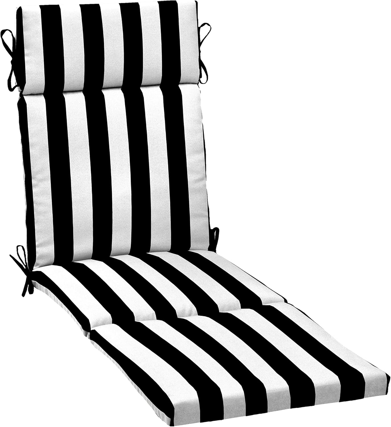 Cojín tumbona exterior 21x72pulg resistente rayas negras