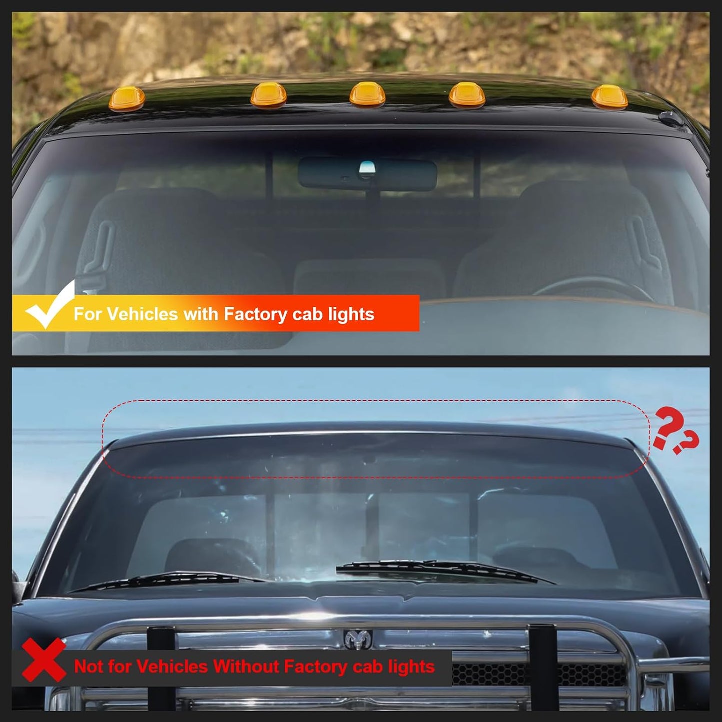 Luces techo cabina Ram 99-01 lente ahumada ámbar 5uds