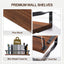 2 Pzas Estante Flotante Madera Metal Toallero 16.5x6"