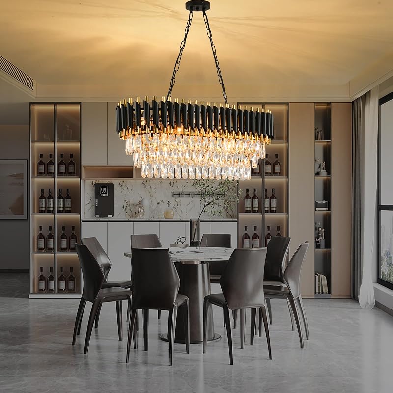 Candelabro moderno de cristal 32pulg colgante 8 luces