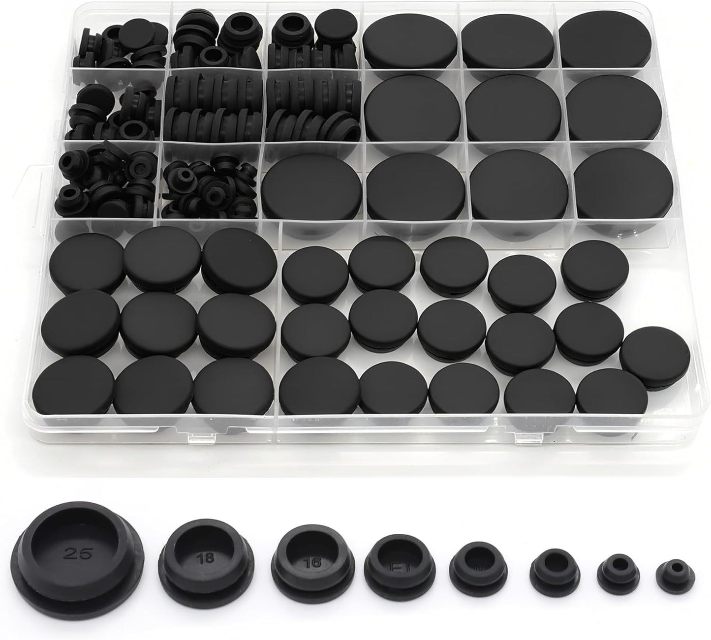 125 Tapones Goma Negros 1pulg 3/4 5/8 1/2 3/8