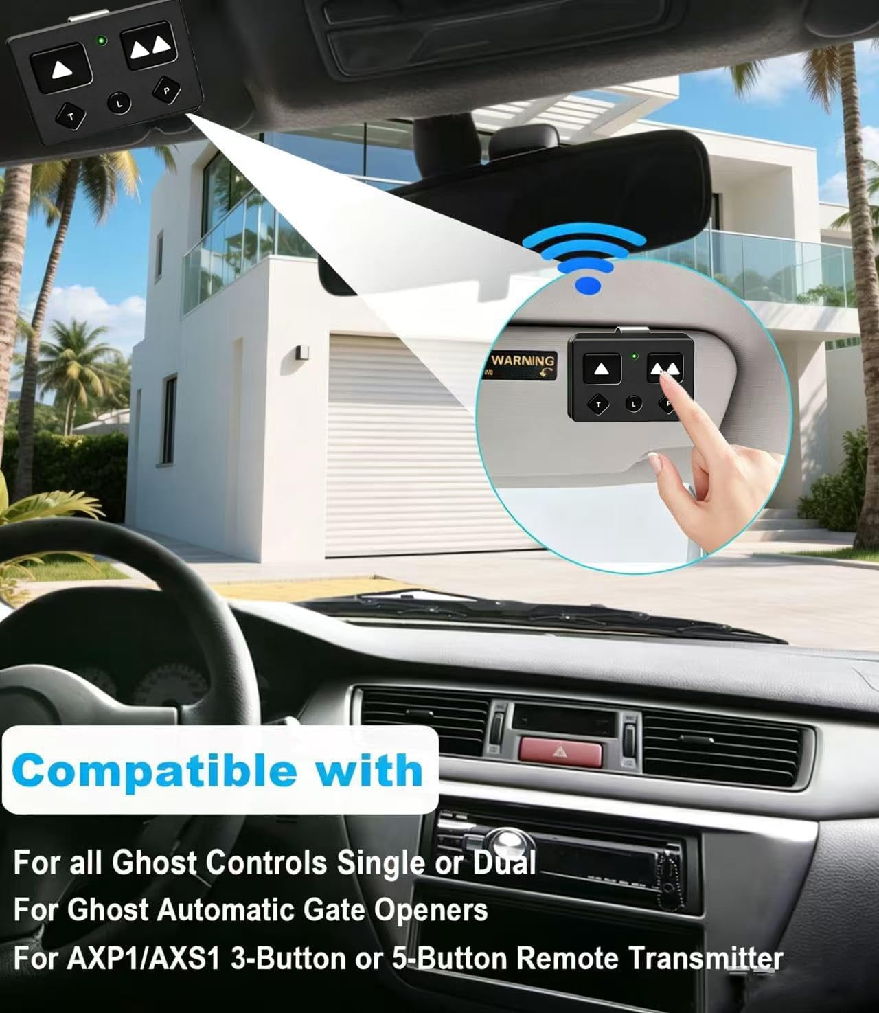 Transmisor remoto 5 botones para abridor puerta Ghost Controls